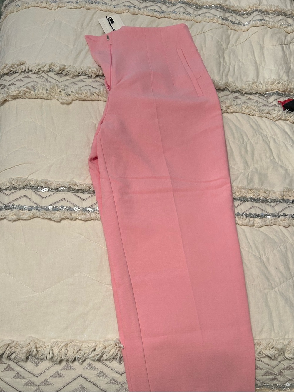 Zara Pink High-Waist Tailored Trousers